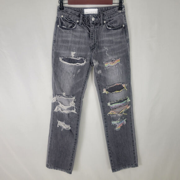 Paper Denim & Cloth Jeans Womens 24 646 Straight Destroyed Black W26 x L25.5‎ - Picture 1 of 16